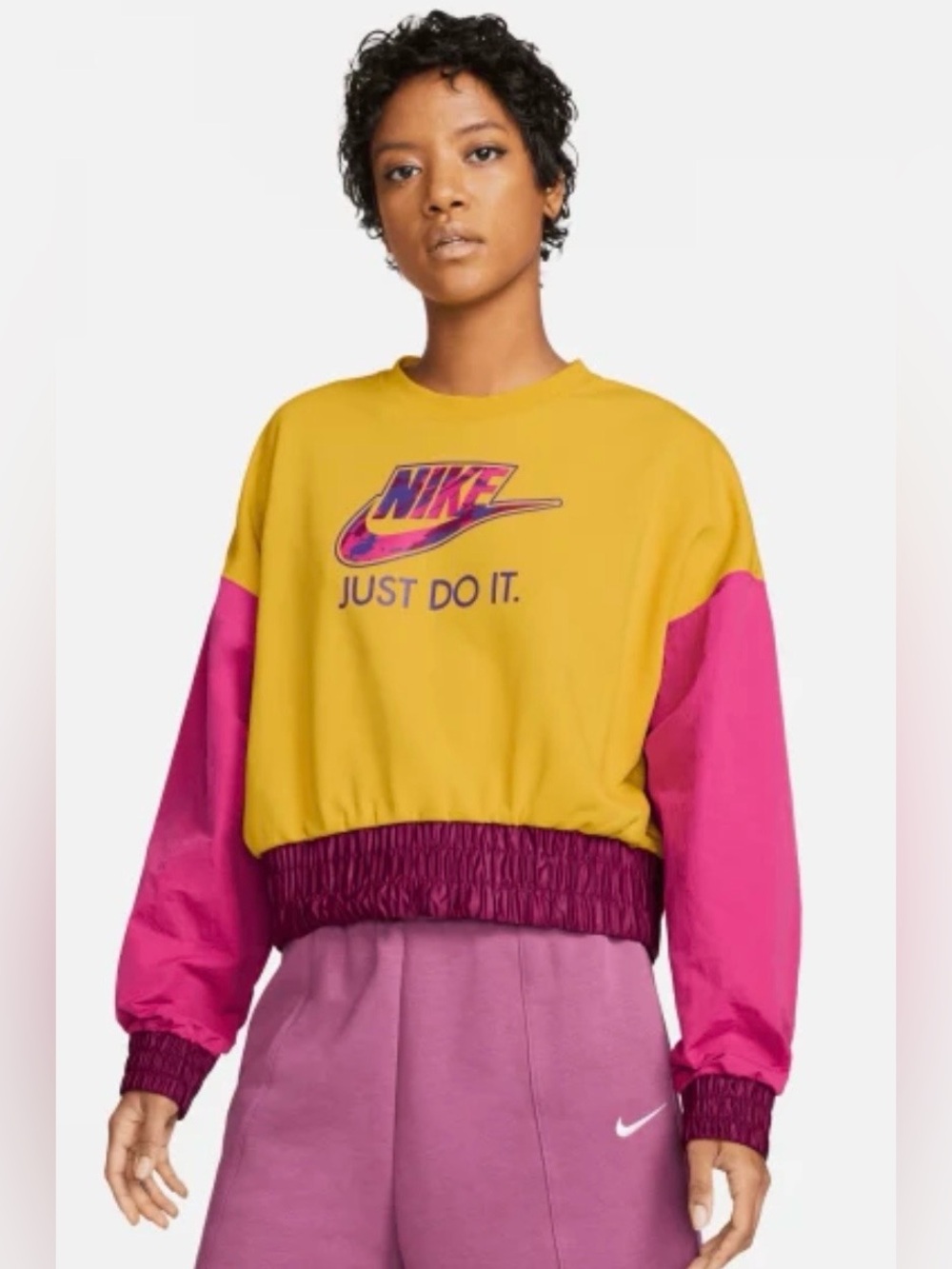 Women’s Nike Sportswear Oversized Terry Fleece Retro Crewneck Top - Size L
